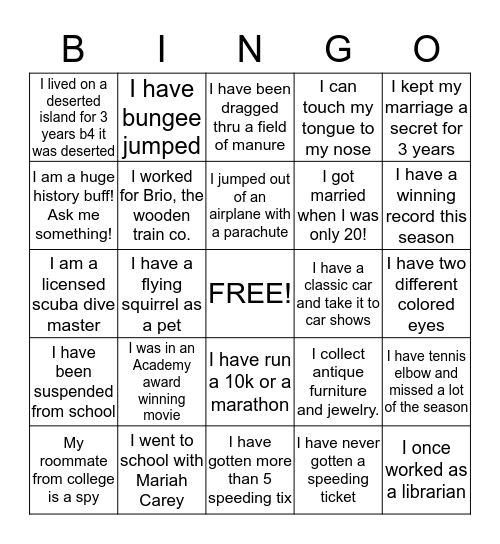 AMERICAN AA BINGO Card