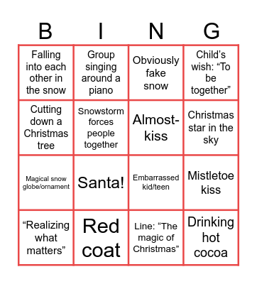 Christmas Movie Bingo Card