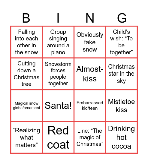 Christmas Movie Bingo Card