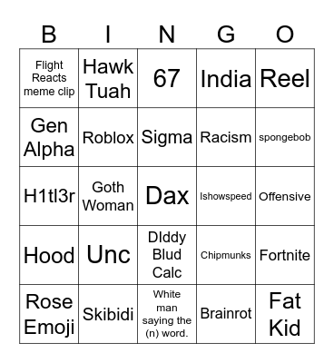 Meme Bingo Card
