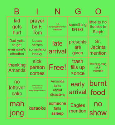 Thanksgiving Bingo Card