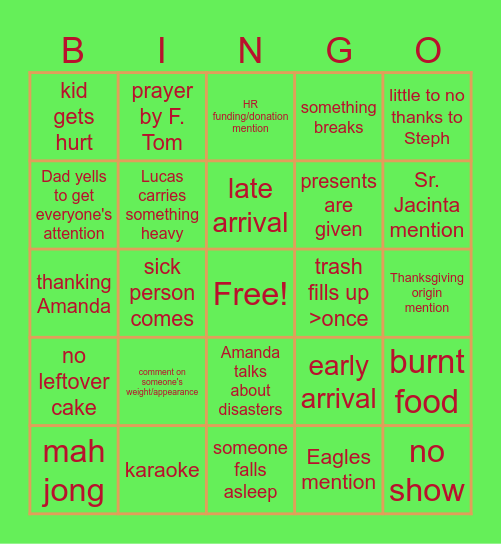 Thanksgiving Bingo Card
