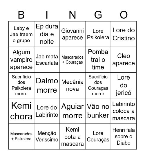 HEXATOMBE EP 6 Bingo Card