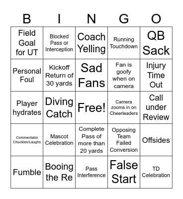 Football Bingo Card