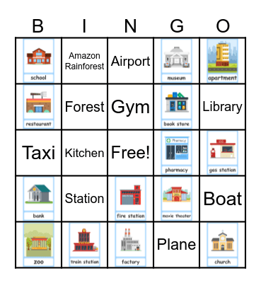 Places in the city Bingo Card