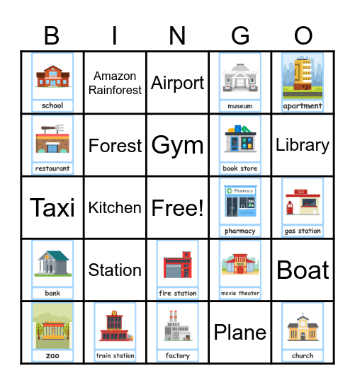 Places in the city Bingo Card