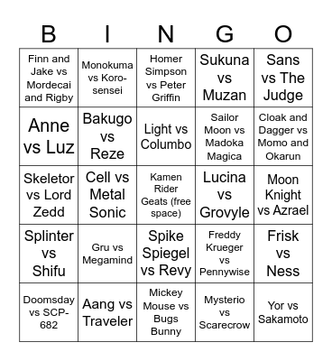 Death Battle Season '26 Bingo Card