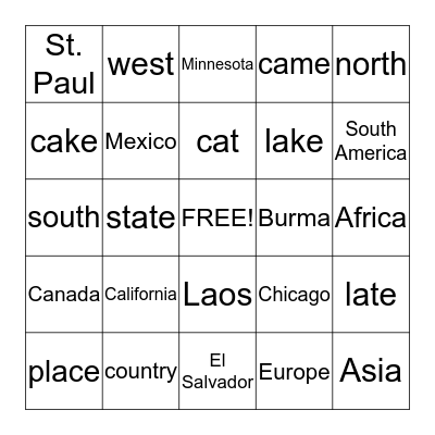 First Week of May Bingo Card