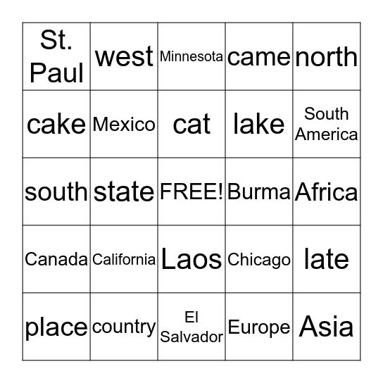 First Week of May Bingo Card