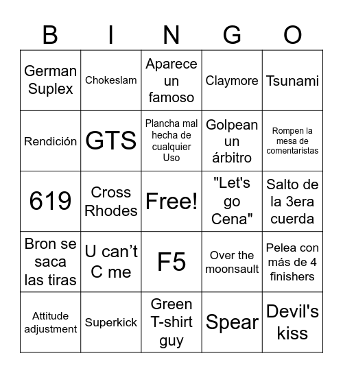 WWE Survivor Series 2025 Bingo Card