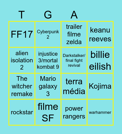 Bingo TGA Bingo Card