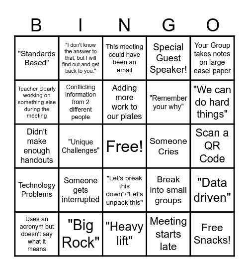 PD Bingo! Bingo Card
