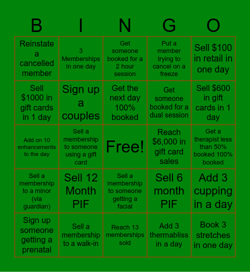 December Challenge Bingo Card