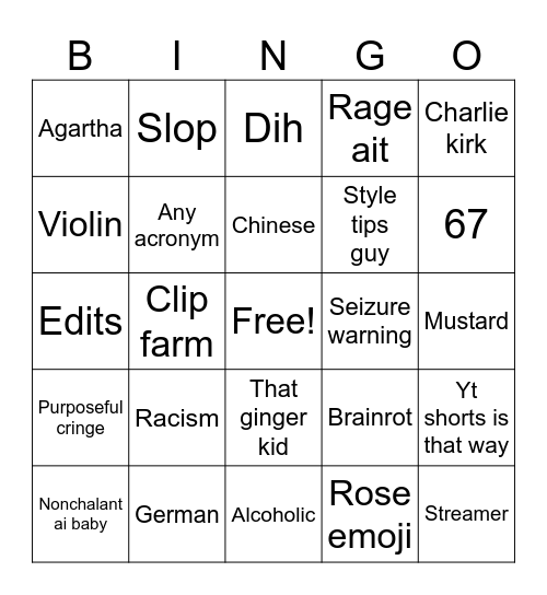 Instagrigga reels Bingo Card