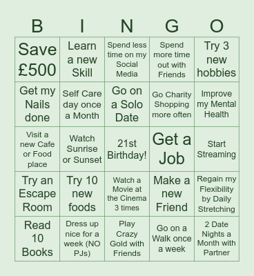 Ariel’s 2026 Bingo Card