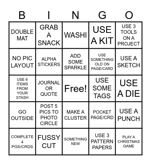 CHRISTMAS CRAFTING Bingo Card