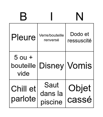 Chaos Bingo Card
