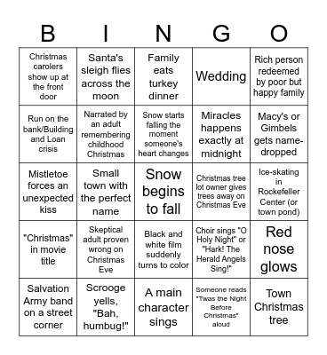 Classic Christmas Movies Bingo Card