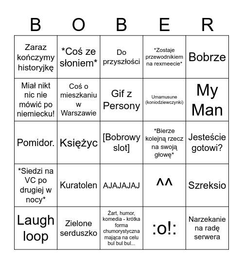 Bobromir Bingo Card