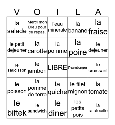Voila Bingo Card