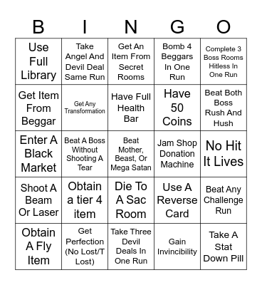 Issac Bingo Card