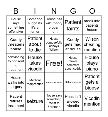 House Bingo Card