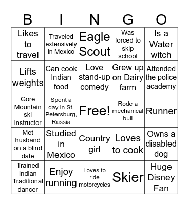 Who Am I? Bingo Card