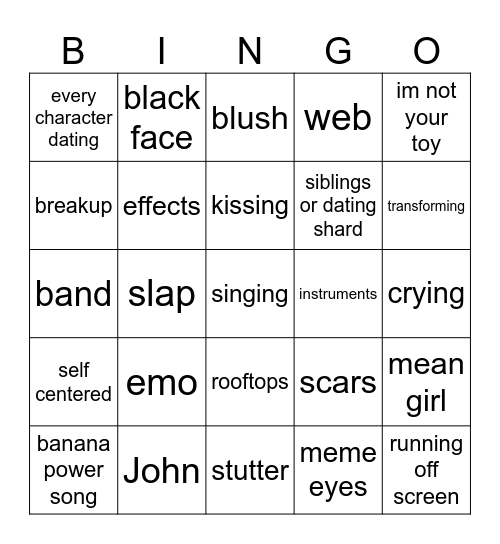 Gacha type shi Bingo Card