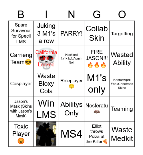 Forsaken Bingo Card