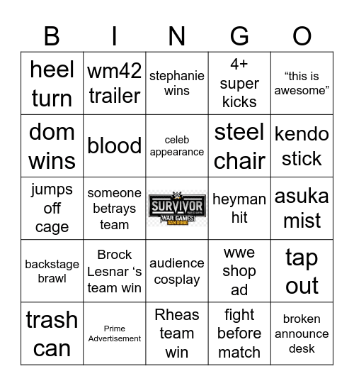 2025 Survivor Series Bingo Card