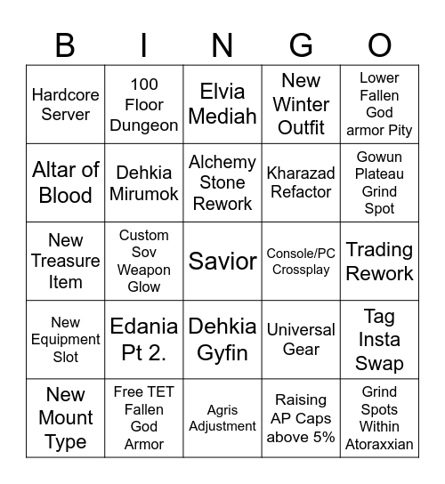 Calpheon Ball Bingo 2025 Bingo Card