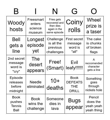 BFDIASS FINAL CHALLENGE WIOO YEAAA Bingo Card