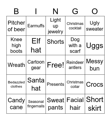 Merry Christmas Bingo Card