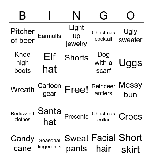 Merry Christmas Bingo Card