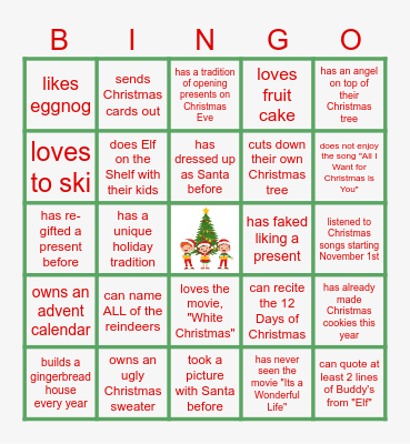 Virtual Holiday Bingo Card