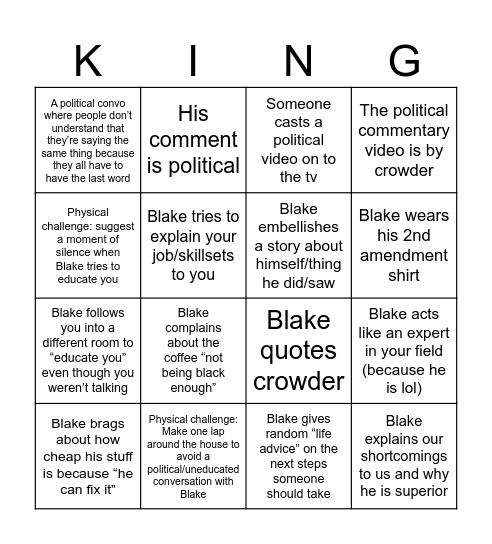 Family Bingo Card
