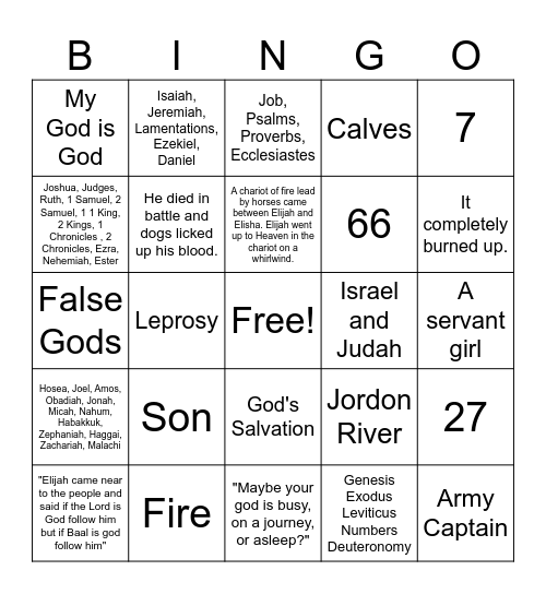 Bible Bingo Card