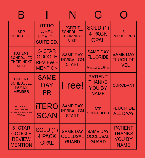HYGIENIST Bingo Card