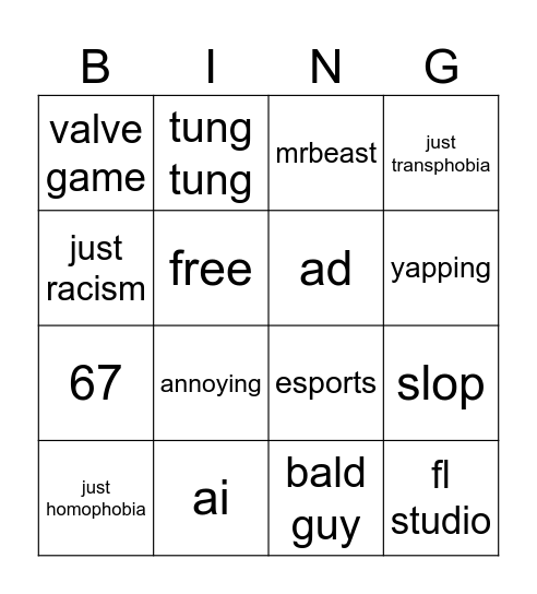 youtube shorts bingo Card