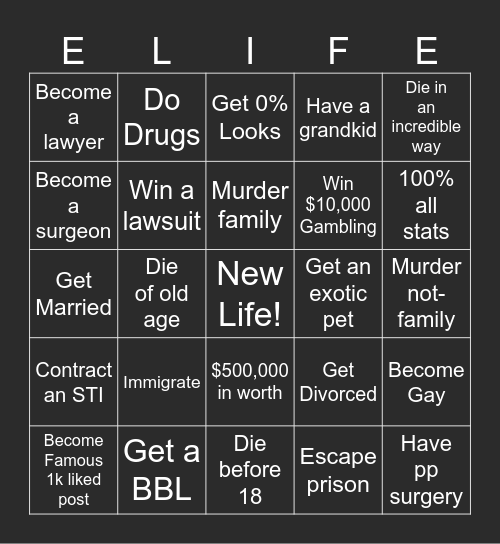 BITLIFE BINGO Card