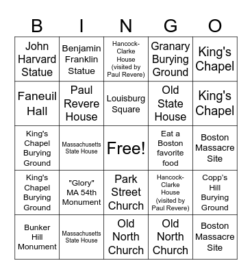 BOSTON BINGO Card