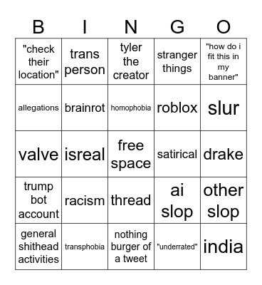 twitter bingo Card