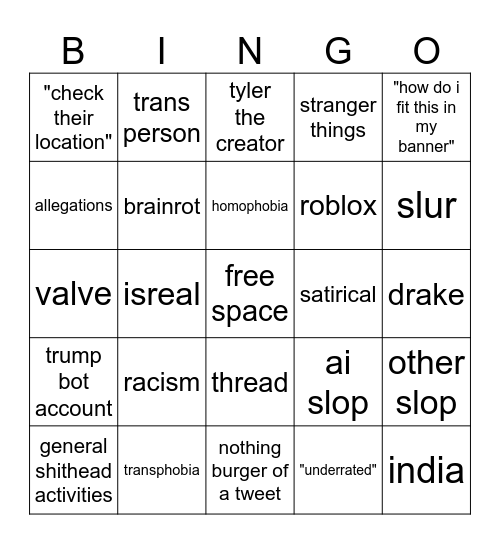 twitter bingo Card