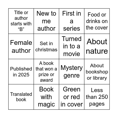 TBR Bingo (Dec-Jan) Bingo Card