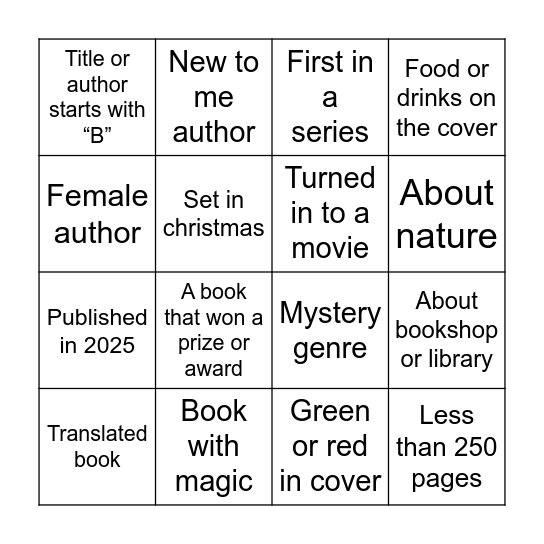 TBR Bingo (Dec-Jan) Bingo Card