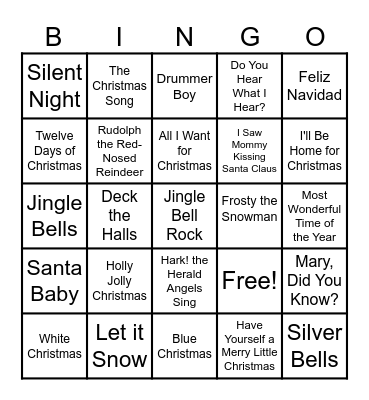 Christmas Music Bingo Card