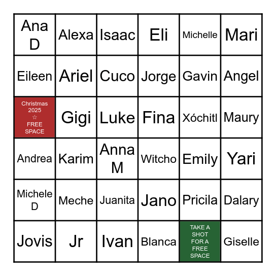Family Bingo Card