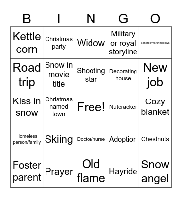 Christmas Movie Bingo Card