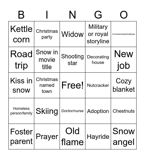Christmas Movie Bingo Card