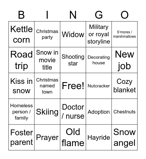 Christmas Movie Bingo Card